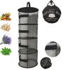 12" Diameter Drying Rack 4 Level Compact Hanging Plant Dry Net (no Twisting) - Black Mesh Screen w/ Zipper for Each Level - Indoor & Outdoor Use in Closets, Grow Tents, Apartments, Small Spaces view 1
