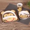 Green Bamboo Fibre Children Tableware Set with Lovely Cartoon Pattern (Monkey) view 2