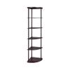 Benzara BM156238 71.75 x 15.75 x 15.75 in. Illuminating Corner Bookcase with Five Pie-Shaped Shelves, Dark Brown view 1