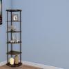 Benzara BM156238 71.75 x 15.75 x 15.75 in. Illuminating Corner Bookcase with Five Pie-Shaped Shelves, Dark Brown view 2