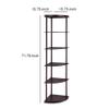 Benzara BM156238 71.75 x 15.75 x 15.75 in. Illuminating Corner Bookcase with Five Pie-Shaped Shelves, Dark Brown view 3