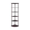 Benzara BM156238 71.75 x 15.75 x 15.75 in. Illuminating Corner Bookcase with Five Pie-Shaped Shelves, Dark Brown view 4