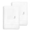 Authentic Hotel and Spa Omni Turkish Cotton Terry Set of 2 White Bath Towels with Grey Script Monogrammed Initial White/R view 3