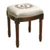 123 Creations Monogram Victorian Traditional Linen/Wood Vanity Stool Chestnut/G view 1