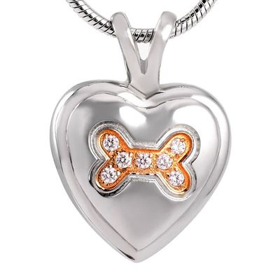 Oinsi Bone In Heart Memorial Pendant Stainless Steel Pet Ashes Holder Keepsake Cremation Necklace