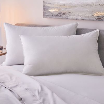 1221 Bedding Sateen White Goose Down Pillow Firm Standard