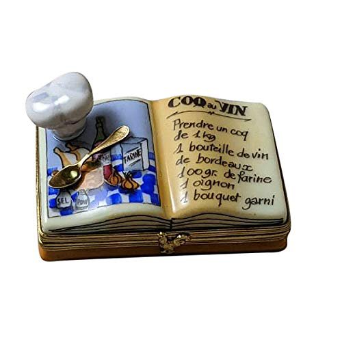 COOKBOOK W/CHEF HAT - LIMOGES BOX AUTHENTIC PORCELAIN FIGURINE FROM FRANCE