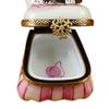 BLACK CAT ON TOILE CHAIR - LIMOGES BOX AUTHENTIC PORCELAIN FIGURINE FROM FRANCE view 3
