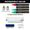 Large Sturdy Handcrafted 40" x 20" Wooden A-Frame Chalkboard Display / 4 Liquid Chalk Markers & Stencil Set/Sidewalk Chalkboard Sign Sandwich Board/Chalk Board Standing Sign (Black) view 2