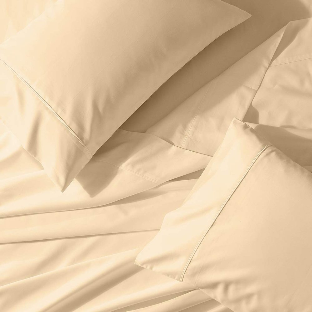Abripedic Solid 300-Thread-Count, 100-Percent Cotton Percale, Breathable Crispy Split-California-King Sheets Set for Adjustable Beds, Canvas