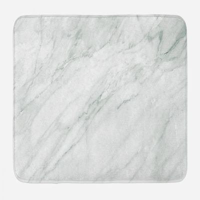 Ambesonne Marble Print Bath Mat, Stained Marbled Background Image Abstract Textures Monochromatic Design, Plush Bathroom Decor Mat with Non Slip Backing, 30.2" x 20", White Pale Grey
