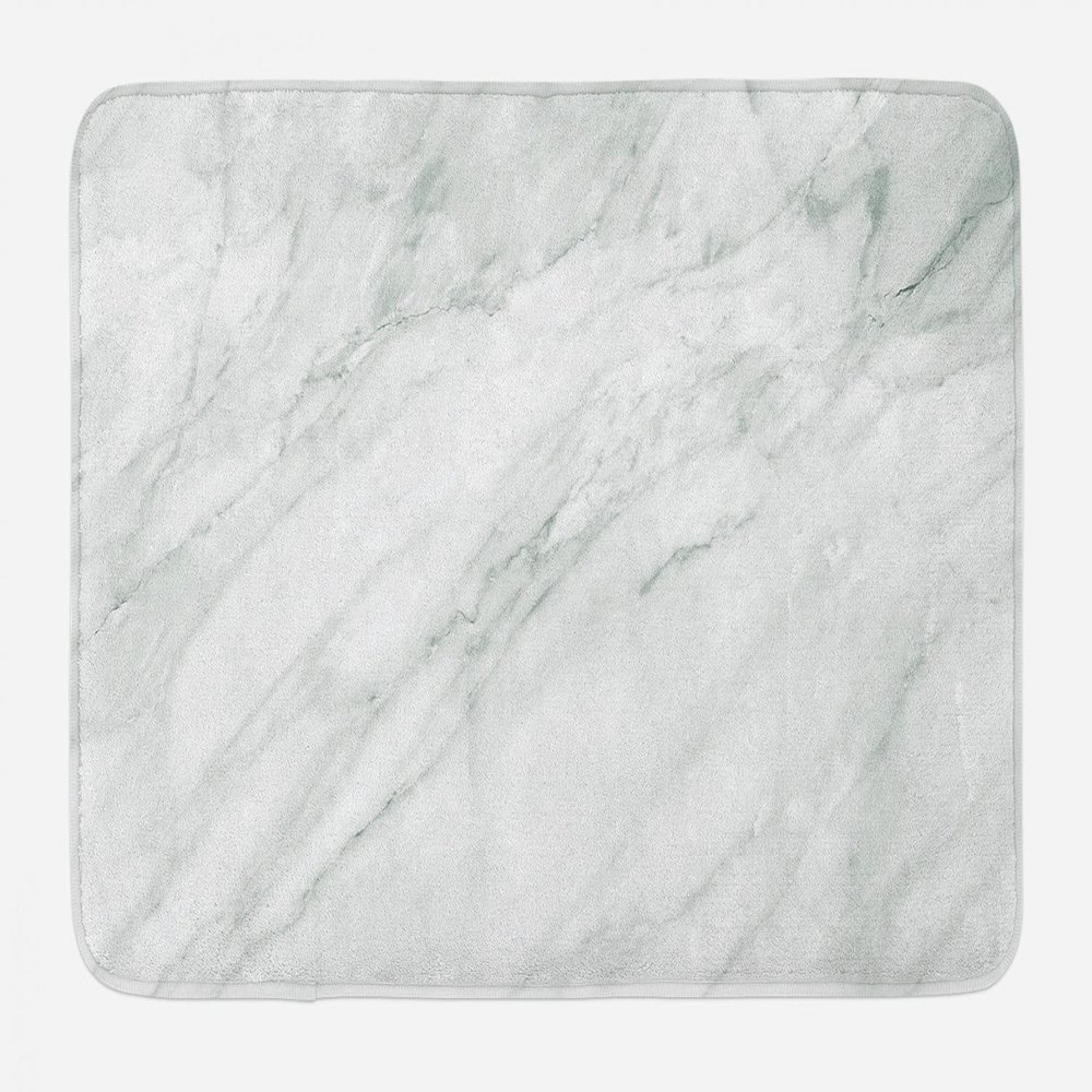 Ambesonne Marble Print Bath Mat, Stained Marbled Background Image Abstract Textures Monochromatic Design, Plush Bathroom Decor Mat with Non Slip Backing, 30.2" x 20", White Pale Grey