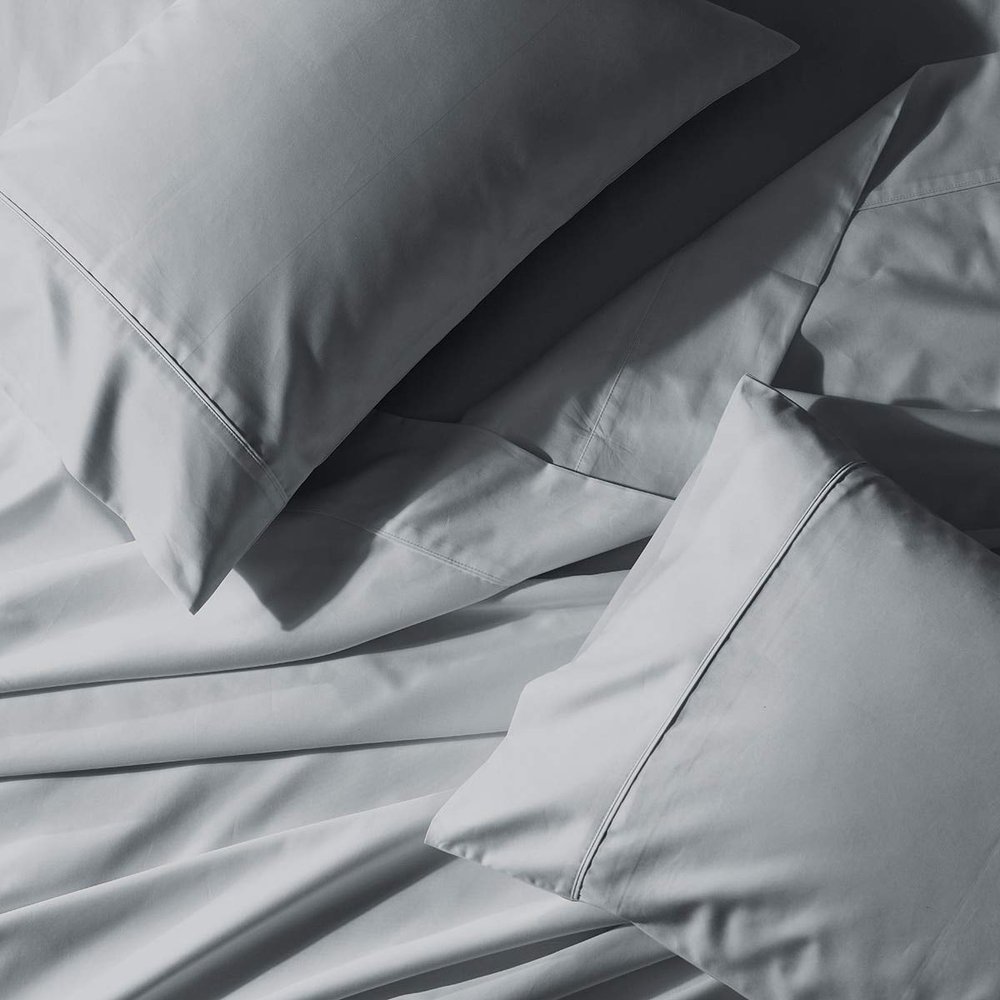 Abripedic Solid 300-Thread-Count, 100-Percent Cotton Percale, Breathable Crispy Split-California-King Sheets Set for Adjustable Beds, Grey