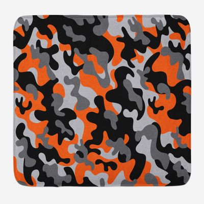 Ambesonne Camo Bath Mat, Vibrant Camouflage Lattice Like Service Theme Modern Design Print, Plush Bathroom Decor Mat with Non Slip Backing, 30.2" x 20", Orange Grey Black