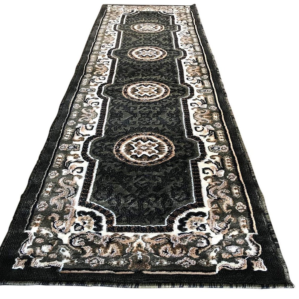 Kingdom Traditional Runner Area Rug Sage Green Design D123 (2 Feet X 7 Feet)