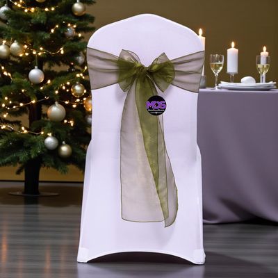 MDS Pack of 75 PCS Organza Chair Sashes Wider Dining Chair Bows Ribbon Tie Back for Wedding Party Birthday Bridal Shower Reception Event Banquet Home Chair Cover Decoration - Olive Green