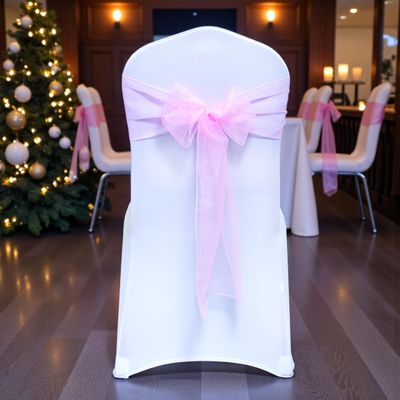 MDS Pack of 75 PCS Organza Chair Sashes Wider Dining Chair Bows Ribbon Tie Back for Wedding Party Birthday Bridal Shower Reception Event Banquet Home Chair Cover Decoration - Pink