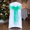 MDS Pack of 75 PCS Organza Chair Sashes Wider Dining Chair Bows Ribbon Tie Back for Wedding Party Birthday Bridal Shower Reception Event Banquet Home Chair Cover Decoration - Green view 1