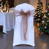 MDS Pack of 125 PCS Organza Chair Sashes Wider Dining Chair Bows Ribbon Tie Back for Wedding Party Birthday Bridal Shower Reception Event Banquet Home Chair Cover Decoration - Coffee view 1