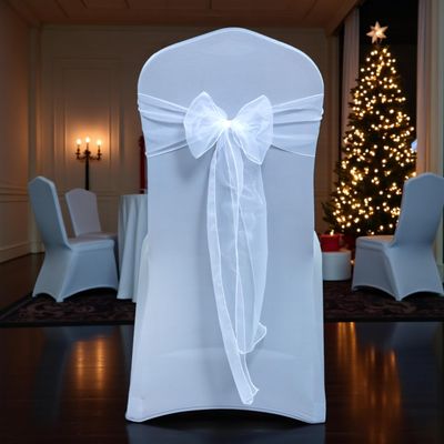 MDS Pack of 125 PCS Organza Chair Sashes Wider Dining Chair Bows Ribbon Tie Back for Wedding Party Birthday Bridal Shower Reception Event Banquet Home Chair Cover Decoration - White