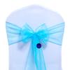 MDS Pack of 75 PCS Organza Chair Sashes Wider Dining Chair Bows Ribbon Tie Back for Wedding Party Birthday Bridal Shower Reception Event Banquet Home Chair Cover Decoration - Turquoise view 3