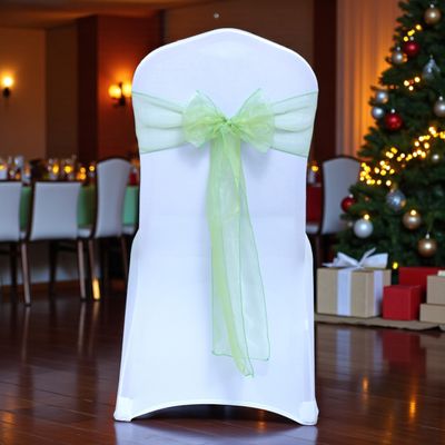 MDS Pack of 125 PCS Organza Chair Sashes Wider Dining Chair Bows Ribbon Tie Back for Wedding Party Birthday Bridal Shower Reception Event Banquet Home Chair Cover Decoration - Apple Green