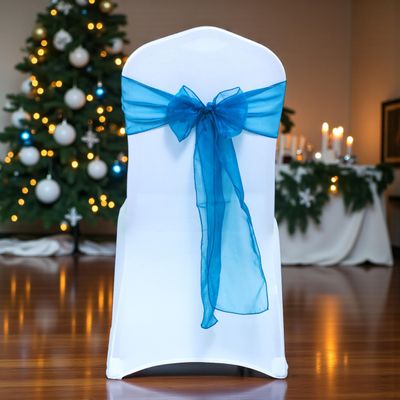 MDS Pack of 75 PCS Organza Chair Sashes Wider Dining Chair Bows Ribbon Tie Back for Wedding Party Birthday Bridal Shower Reception Event Banquet Home Chair Cover Decoration - Dark Teal
