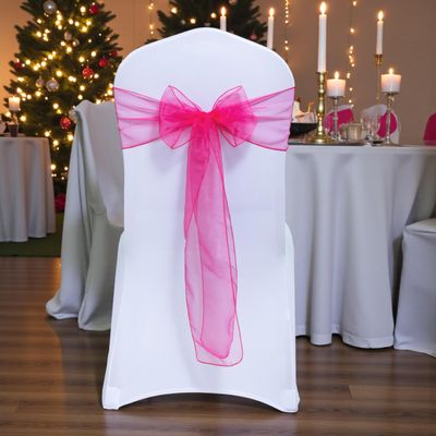 MDS Pack of 75 PCS Organza Chair Sashes Wider Dining Chair Bows Ribbon Tie Back for Wedding Party Birthday Bridal Shower Reception Event Banquet Home Chair Cover Decoration - Magenta