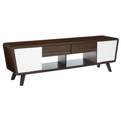 Benzara Glittering Two-Tone Mid-Century Modern Tv Stand, One, White/Brown