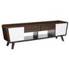 Benzara Glittering Two-Tone Mid-Century Modern Tv Stand, One, White/Brown view 1
