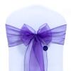 MDS Pack of 75 PCS Organza Chair Sashes Wider Dining Chair Bows Ribbon Tie Back for Wedding Party Birthday Bridal Shower Reception Event Banquet Home Chair Cover Decoration - Purple view 3