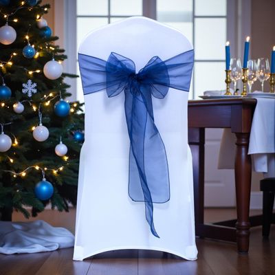 MDS Pack of 75 PCS Organza Chair Sashes Wider Dining Chair Bows Ribbon Tie Back for Wedding Party Birthday Bridal Shower Reception Event Banquet Home Chair Cover Decoration - Navy Blue