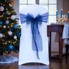 MDS Pack of 75 PCS Organza Chair Sashes Wider Dining Chair Bows Ribbon Tie Back for Wedding Party Birthday Bridal Shower Reception Event Banquet Home Chair Cover Decoration - Navy Blue view 1