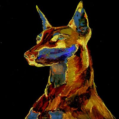 Bronze Doberman, Abstract Doberman Art, Nursery Decor, Dobie Owner Gift, Dog Memorial, Hand Signed by Artist Oscar Jetson