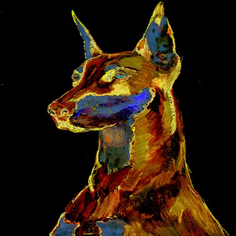 Bronze Doberman, Abstract Doberman Art, Nursery Decor, Dobie Owner Gift, Dog Memorial, Hand Signed by Artist Oscar Jetson