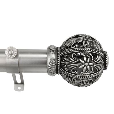 Embroidery 1.5" Non-Telescoping Heavy Duty Curtain Rod 22ft - Satin Nickel