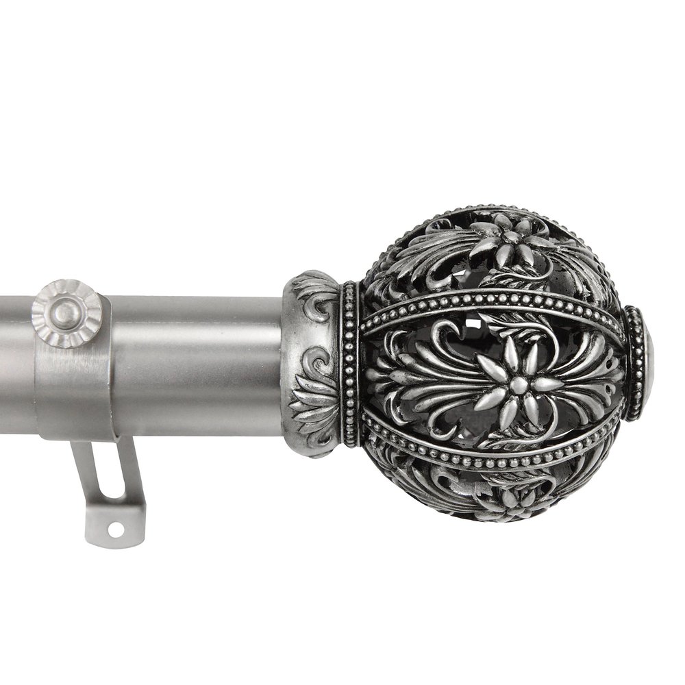 Embroidery 1.5" Non-Telescoping Heavy Duty Curtain Rod 22ft - Satin Nickel