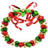 9.5" Christmas Metal Jingle Bell Wreath Christmas Tree Pendant, Red & Green view 1