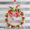 9.5" Christmas Metal Jingle Bell Wreath Christmas Tree Pendant, Red & Green view 2