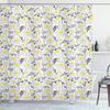 Ambesonne Yellow Shower Curtain, Pattern with Bees and Chamomile Daisy Flowers in Flourishing Meadow Nature, Cloth Fabric Bathroom Decor Set with Hooks, 69" W x 75" L, Grey Yellow White view 1