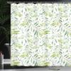 Ambesonne Green Leaf Shower Curtain, Watercolor Style Olive Branch Mediterranean Tree Exotic Illustration Print, Cloth Fabric Bathroom Decor Set with Hooks, 69" W x 75" L, Avocado Green view 3