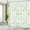 Ambesonne Green Leaf Shower Curtain, Watercolor Style Olive Branch Mediterranean Tree Exotic Illustration Print, Cloth Fabric Bathroom Decor Set with Hooks, 69" W x 75" L, Avocado Green view 4