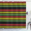 Ambesonne Jamaican Shower Curtain, Knitted Effect Rastafarian Stripes Abstract Caribbean Culture Elements Tropical, Cloth Fabric Bathroom Decor Set with Hooks, 69" W x 84" L, Vermilion Yellow Green view 1