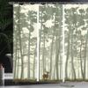 Ambesonne Forest Shower Curtain, Vertical Stripes with Tall Trees and Lonely Deer Nature Illustration, Cloth Fabric Bathroom Decor Set with Hooks, 69" W x 75" L, Sage Green Cream Brown view 3