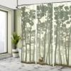 Ambesonne Forest Shower Curtain, Vertical Stripes with Tall Trees and Lonely Deer Nature Illustration, Cloth Fabric Bathroom Decor Set with Hooks, 69" W x 75" L, Sage Green Cream Brown view 4