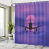 Ambesonne Airplane Shower Curtain, Plane Silhouette in Dreamy Sunset Sky Vacation Holiday Travel Theme, Cloth Fabric Bathroom Decor Set with Hooks, 69" W x 70" L, Royal Blue Pink Black view 4