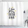 Ambesonne Love Shower Curtain, I Love You to The Moon and Back Doodle Stars Hand Writing Inspirational, Cloth Fabric Bathroom Decor Set with Hooks, 69" W x 70" L, Earth Yellow Black White view 1
