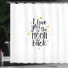 Ambesonne Love Shower Curtain, I Love You to The Moon and Back Doodle Stars Hand Writing Inspirational, Cloth Fabric Bathroom Decor Set with Hooks, 69" W x 70" L, Earth Yellow Black White view 3