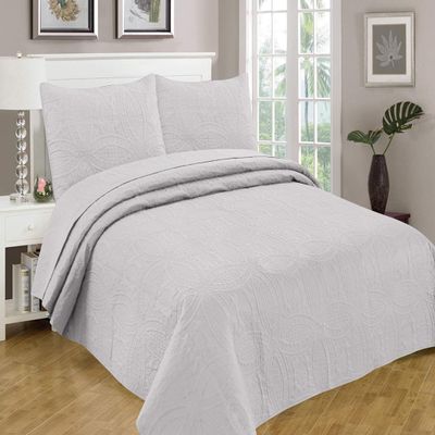 Legacy Decor Bedspread Coverlet 3 Pcs Set Oversized 100 x 106 Queen Size Grey Color