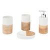 axentia Accessories Rimini Bath Utensils 4-Piece Bathroom Set of Soap Dispenser, Soap Dish & Toothbrush Cup Bathroom Accessories, Refillable, Ceramic, Beige, 1 x 1 x 1 cm view 1